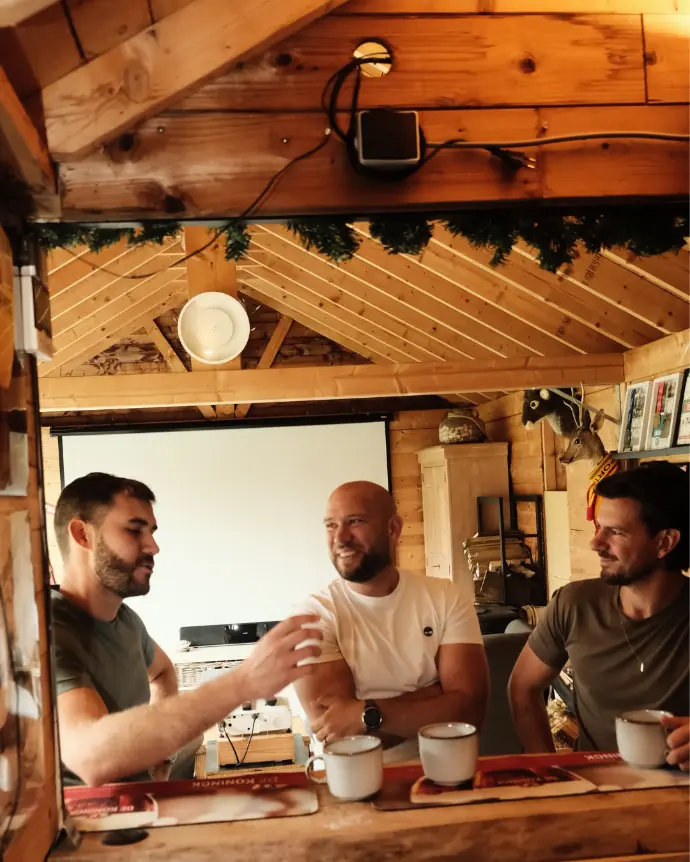 The 3 bro's together drinking coffee in relaxing moment