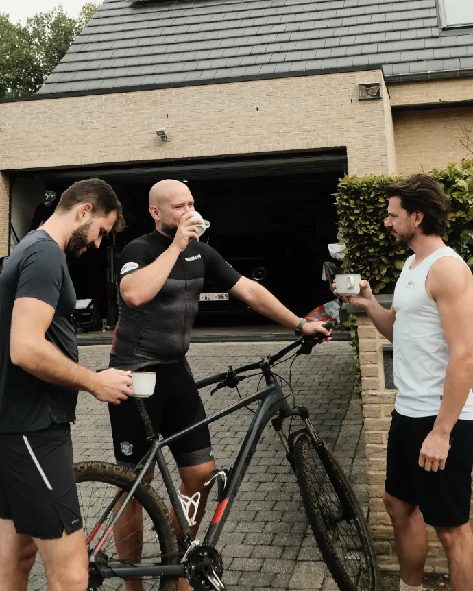 The 3 bro's together drinking coffee after sporting